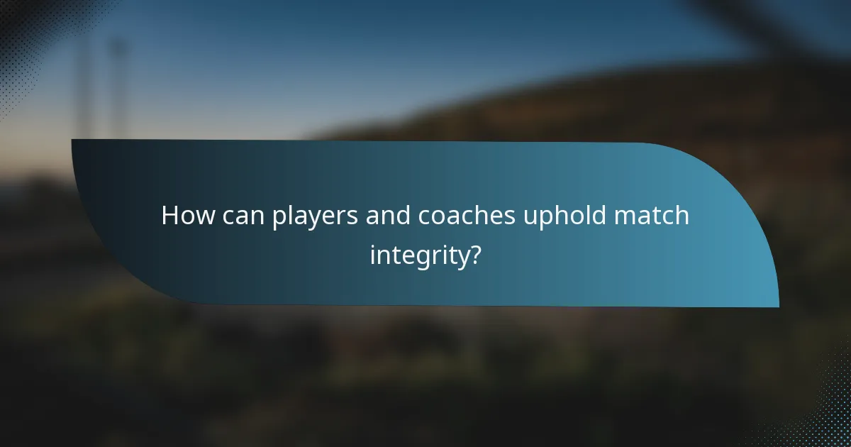 How can players and coaches uphold match integrity?