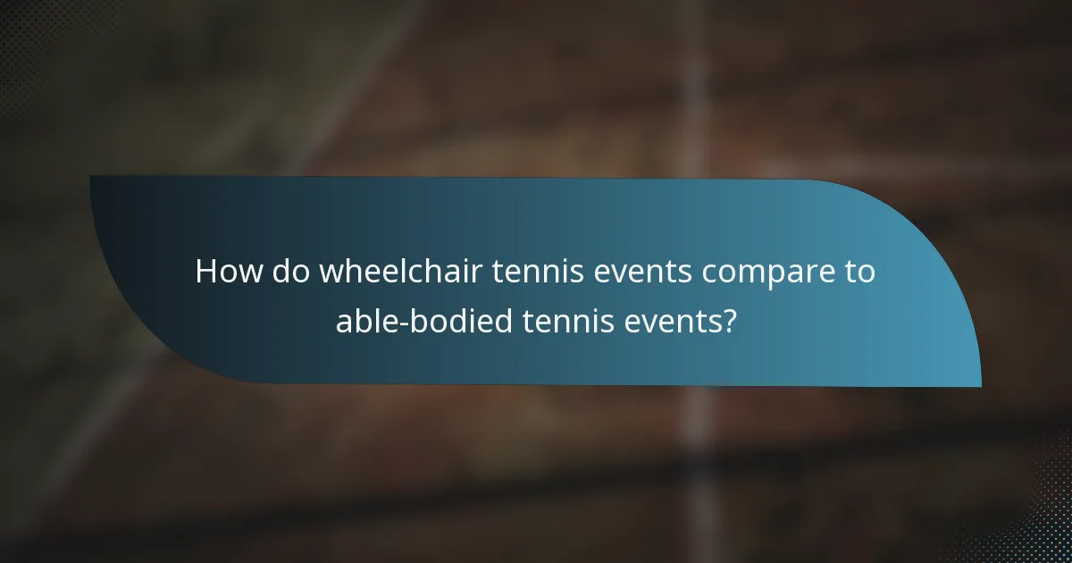 How do wheelchair tennis events compare to able-bodied tennis events?