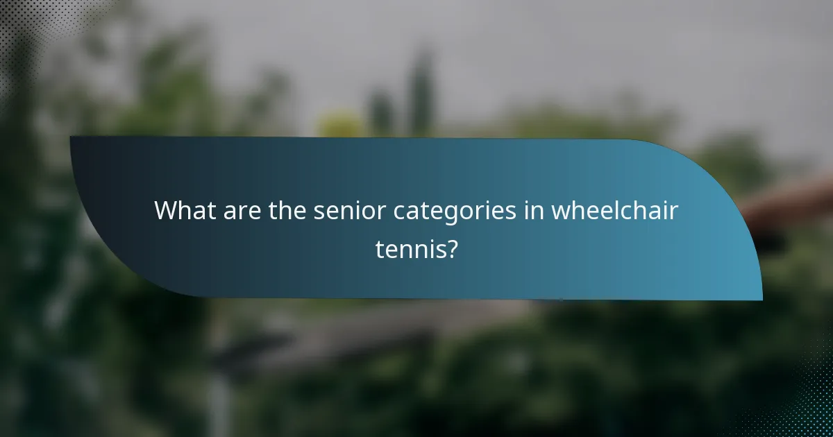 What are the senior categories in wheelchair tennis?
